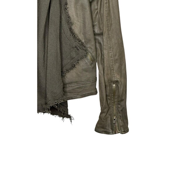Free People Boho Coated Drape Front Moto Jacket Olive Size 8 - Picture 4 of 7